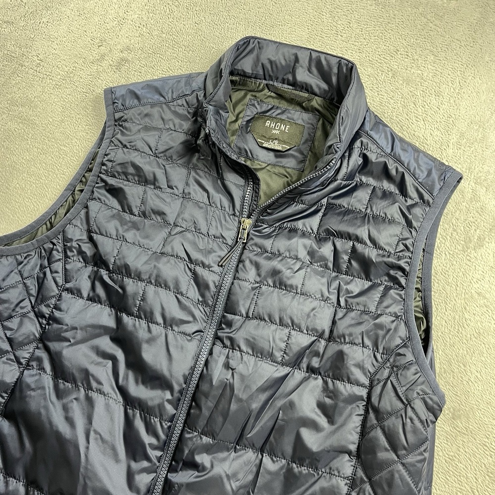Rhone Nordic Flagstone Quilted Insulated Vest‎ Men's Large Full Zip Navy Blue